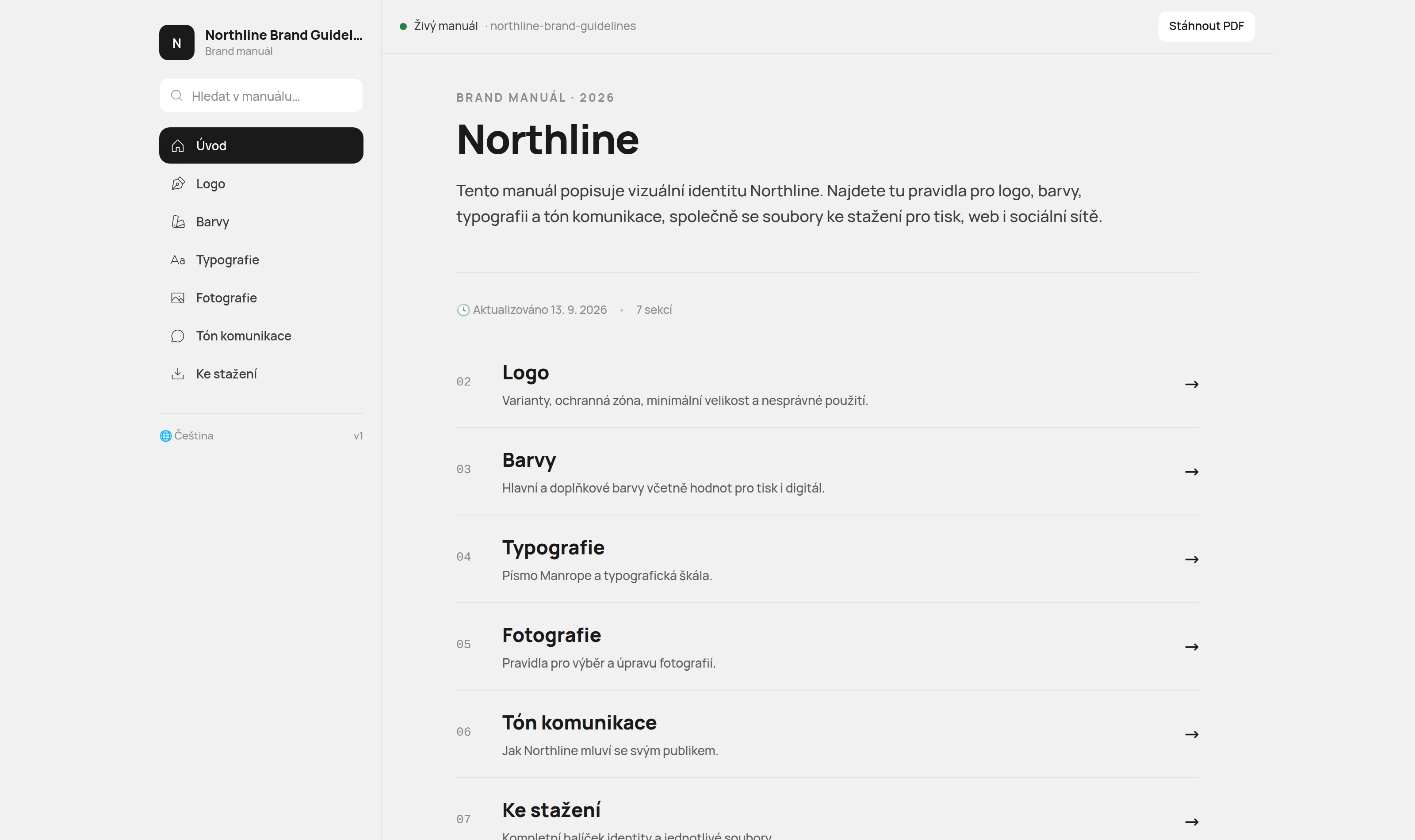 Veřejný manuál Northline