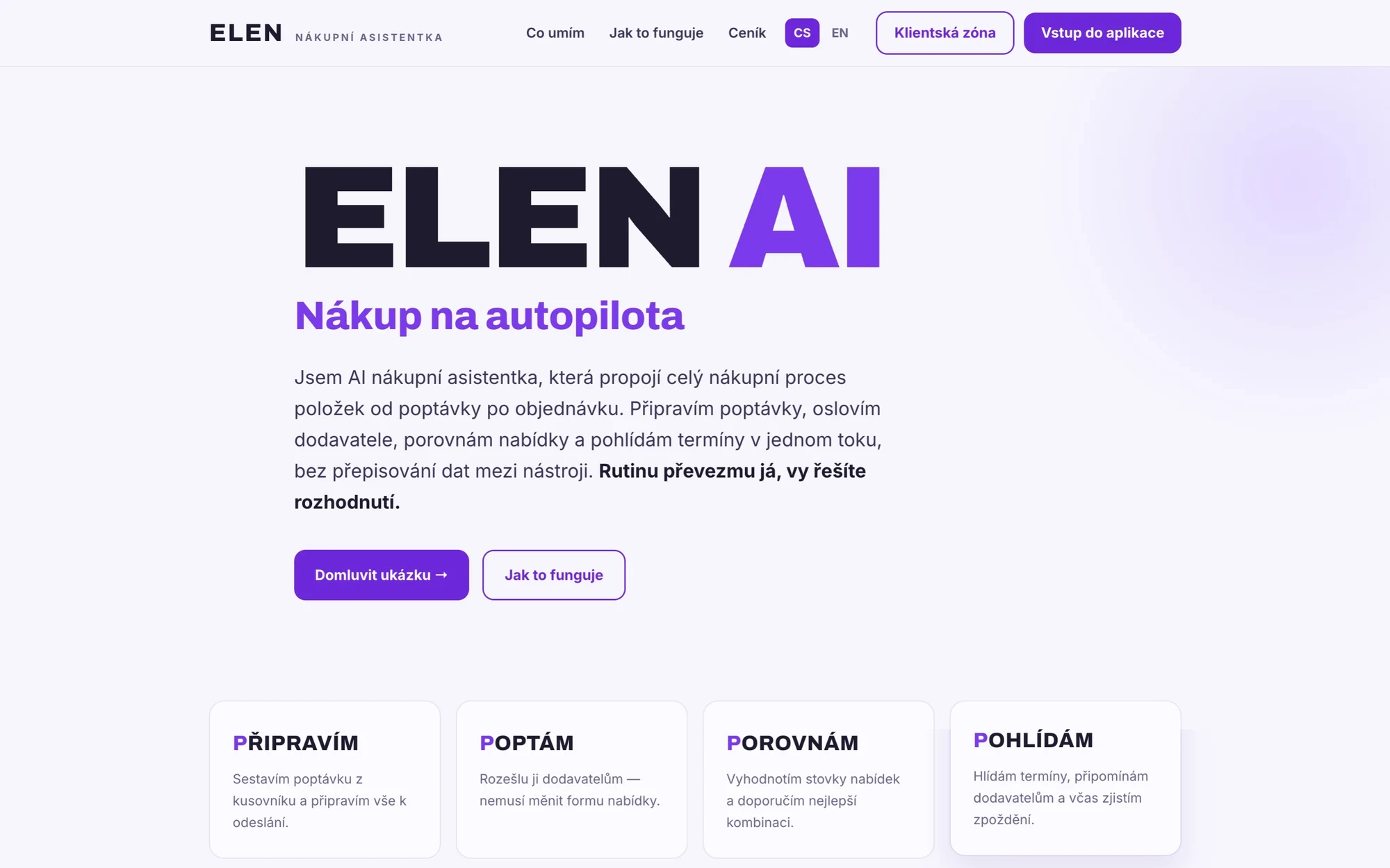 Úvod původního webu ELEN