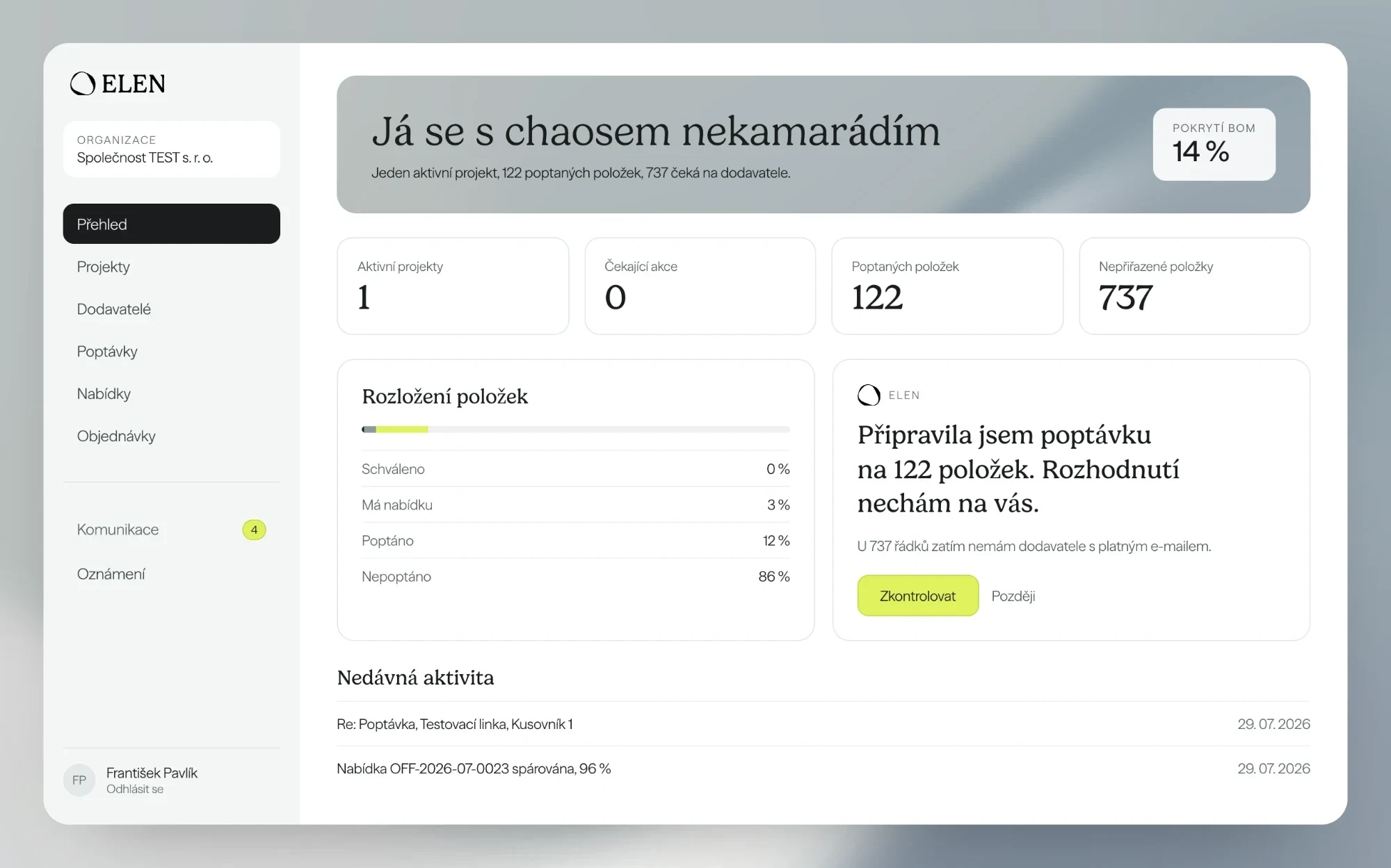 ELEN – project overview and a prepared enquiry