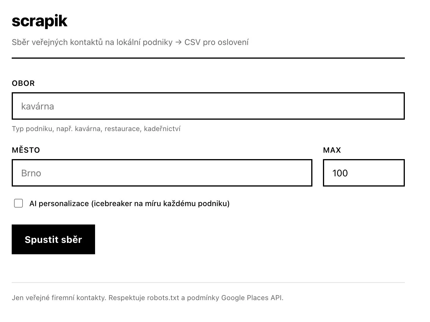 Scrapik – collecting public contacts